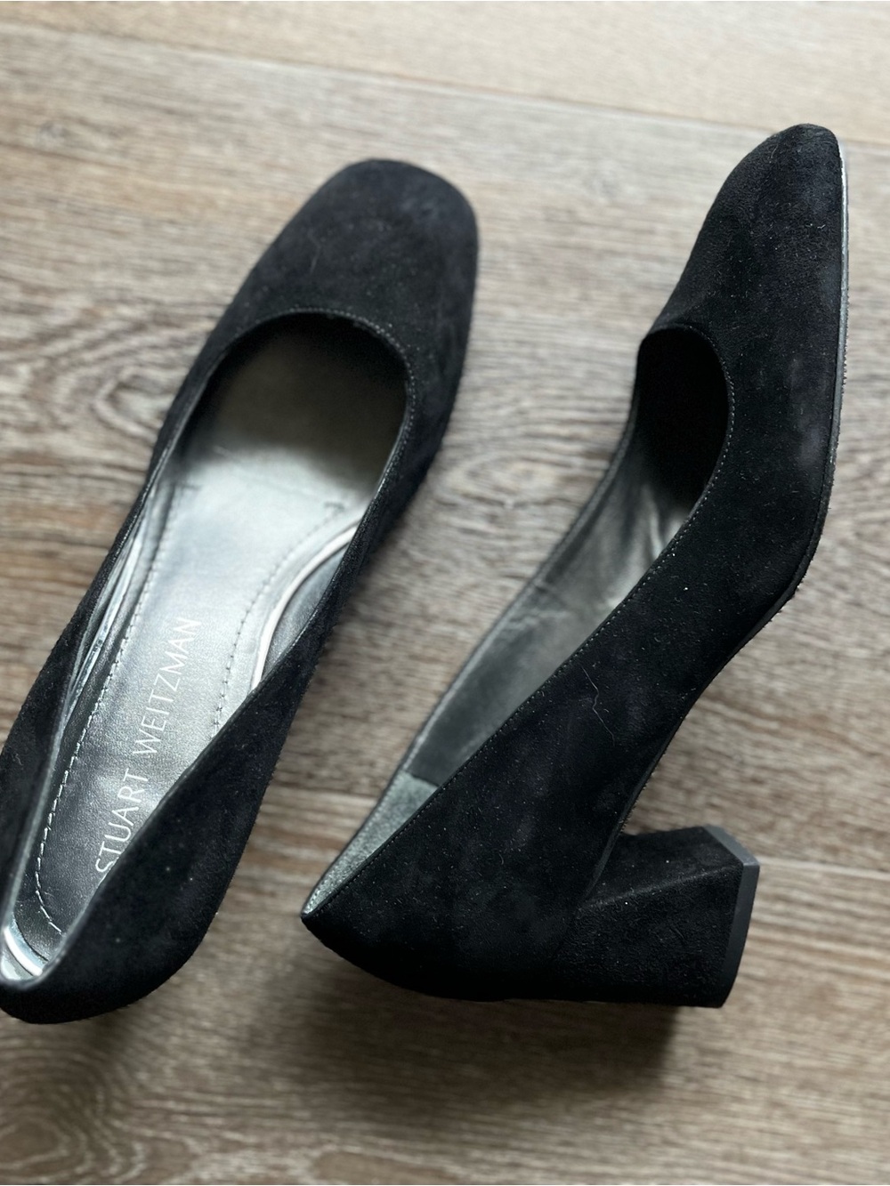 Stuart Weitzman Black Suede Block Heel Pumps Size 8